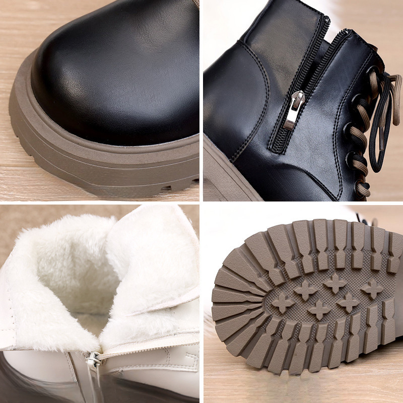 Autumn and winter new women's wool lined Martin boots, children's fashionable snow boots, girls' short boots, children's real leat