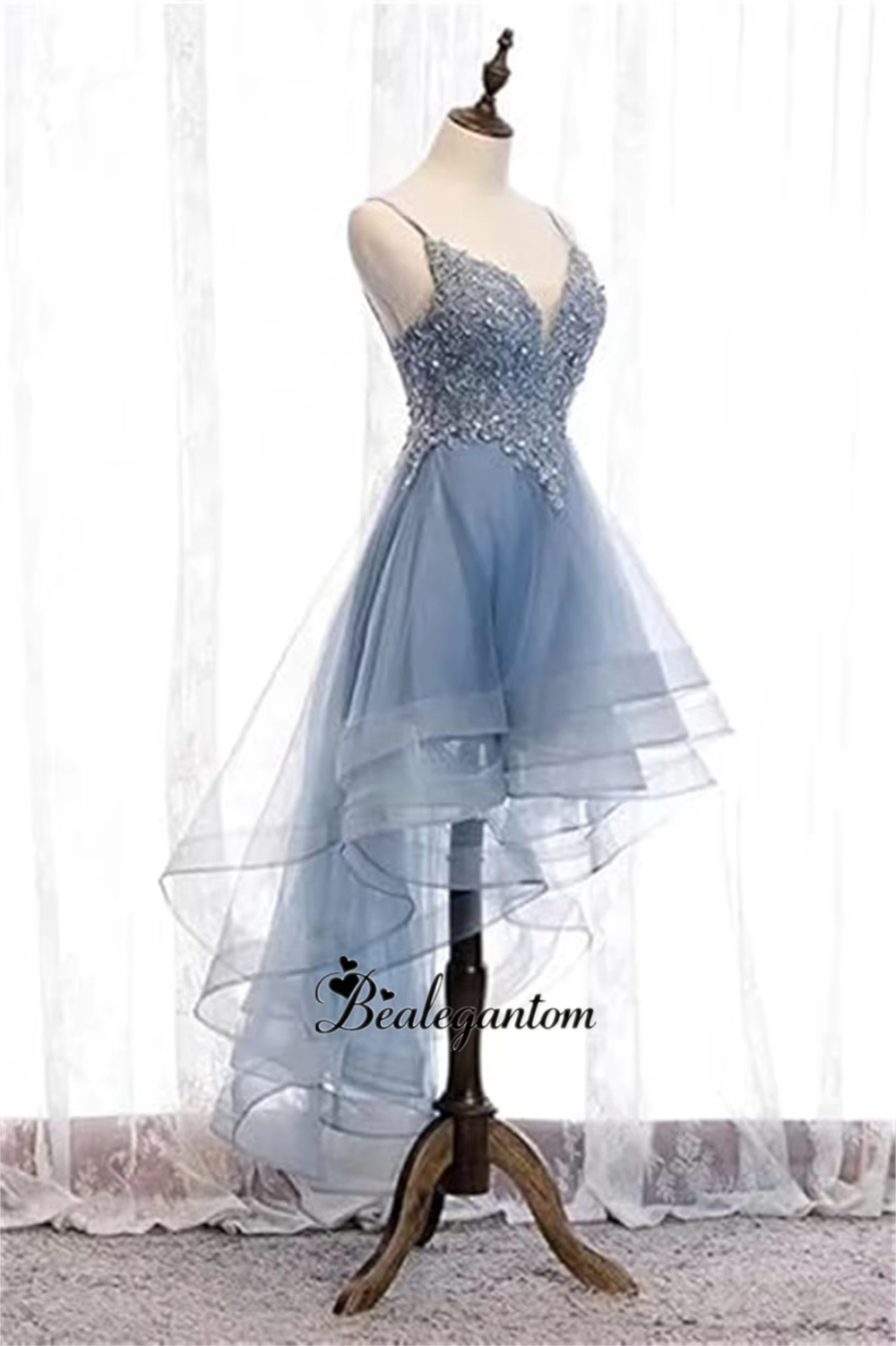 Customized Lace Appliques Homecoming Dresses For Teens High Low Spaghetti Straps Tulle Short Cocktail Birthday Prom Party Graduation Hoco Dress BQ52