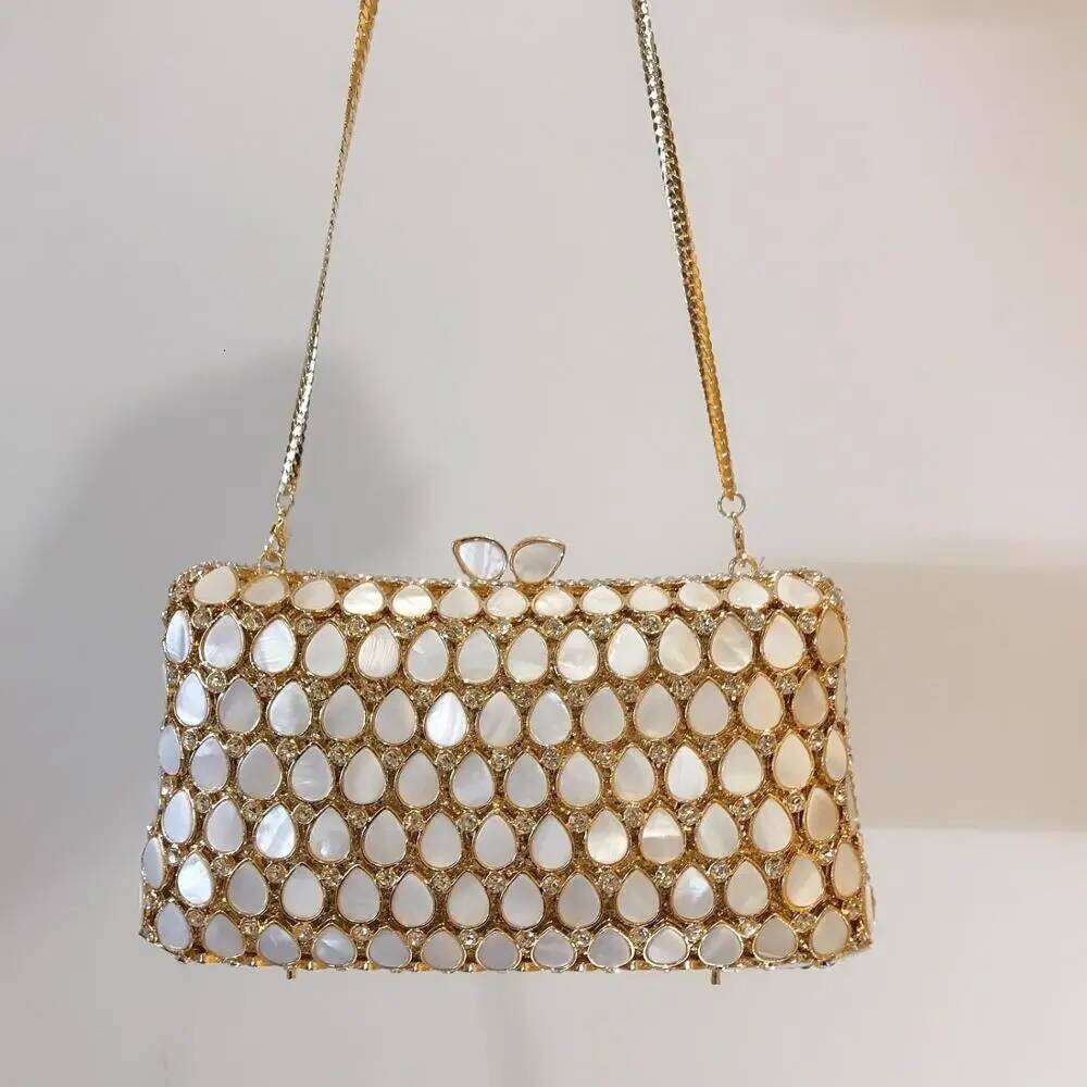 XIYUAN Women Evening Clutch Bag Bridal Wedding Elegant Party Handmade clutch purse Womens Handbags Purses Hollow Out Metallic