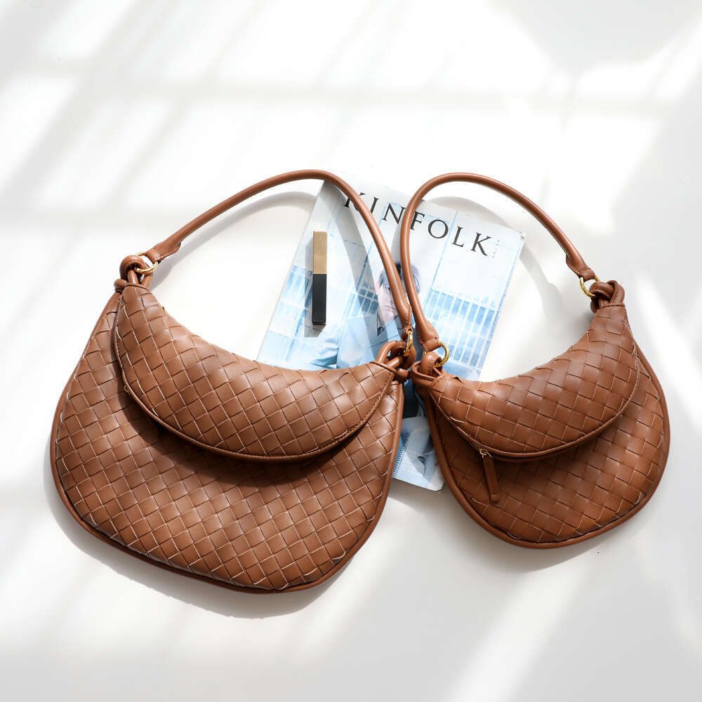 designer bag Luxury bag New High-End Cowhide Woven Double Crescent Dumpling French Underarm Bag for Women