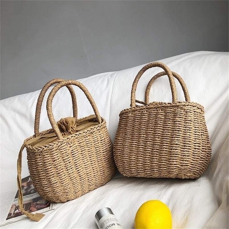 Straw Bags for Women 2023 Summer HandWoven Rattan Bag Handmade Woven Purse Wicker Beach Bohemia Bali Handbag bolsos mimbre 240820ZYl