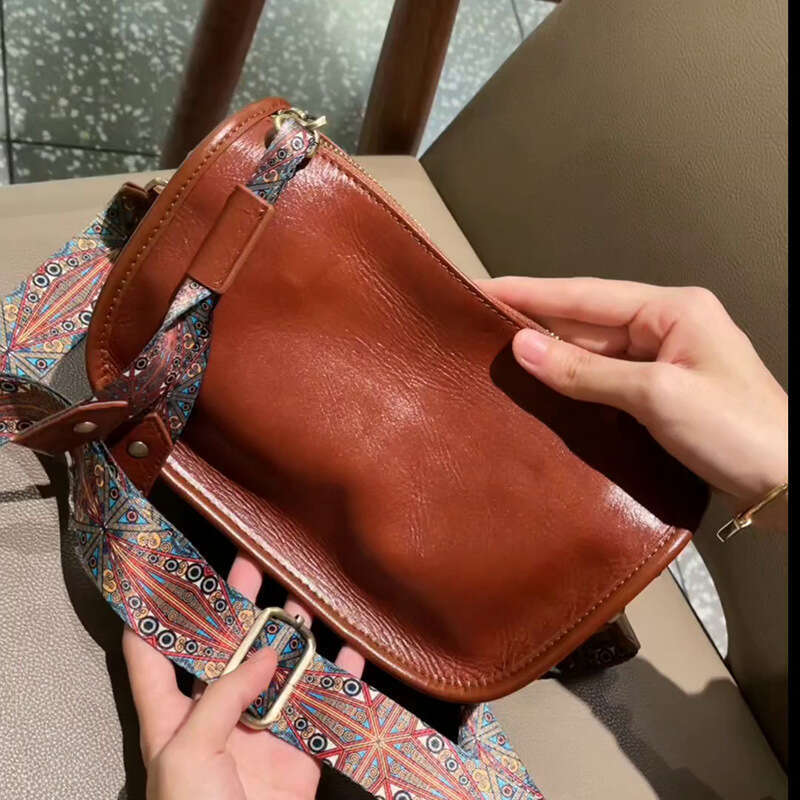 designer bag Luxury bag Trendy Genuine Leather Women's New Large Capacity Top Layer Cowhide Woven Wide Strap Single Shoulder Bag