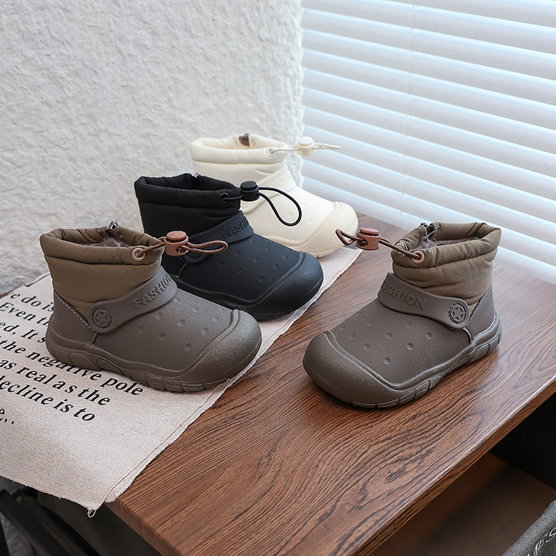 Winter sports style wool lined waterproof children's snow boots, thickened boys' cotton shoes, girls' snow cotton shoes, designer shoes