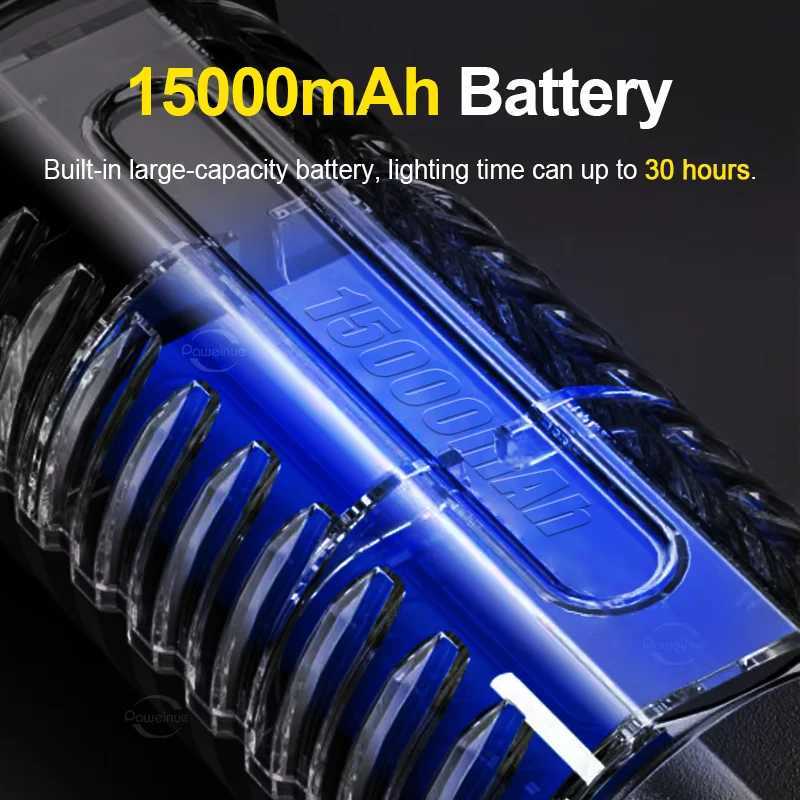 2025 Most Powerful LED Flashlight Super Bright Rechargeable Flashlight Long Range 6000M Outdoor Torch Light Camping Fishing Lamp D250928