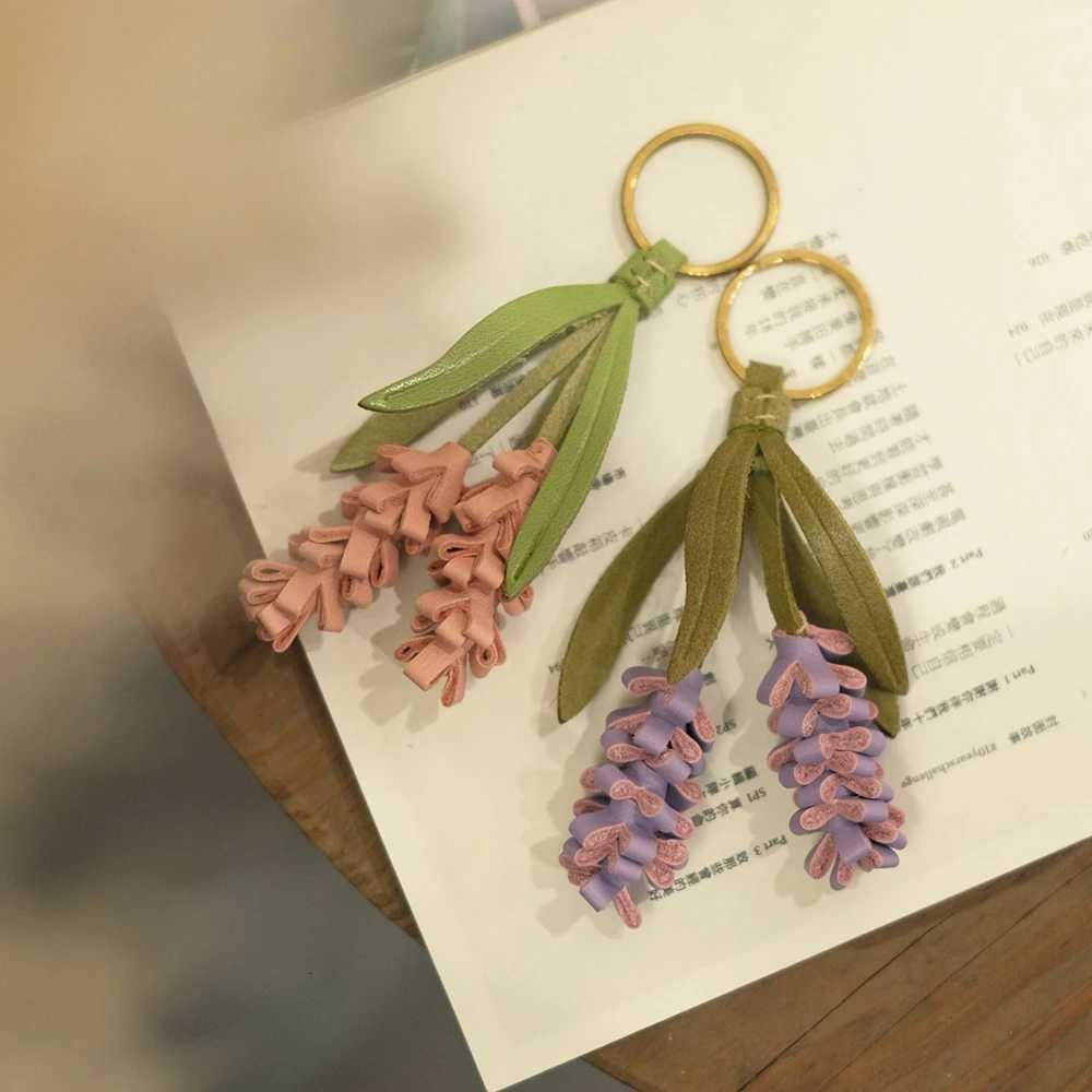 Luxury Cowhide Leather Lavender Charm For Womens Bag Fashion Keychain Durable Exquisite Workmanship Bag Decoration Bag Accessories Y250928
