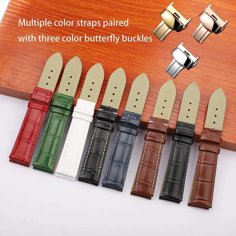 14mm 16mm 18mm 20mm 22mm red green Leather Watch Strap for Men Women Universal folding clasp Wrist Band Cowhide Sport Bracelet W250928