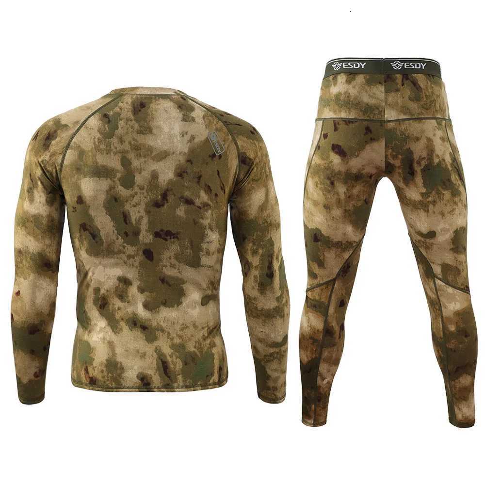 ESDY Underwear UniformTops Men Home Outwear Sets TacticalCamouflage Long Sleeve Shirts Pants Training Thermal Underwear Suit W250928