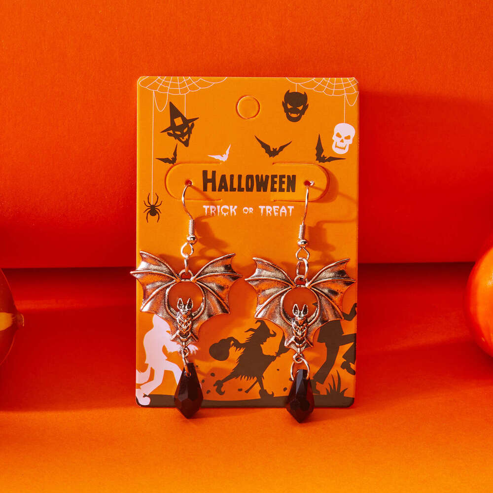 Hot Selling Exaggerated Gothic Bat Halloween Earrings