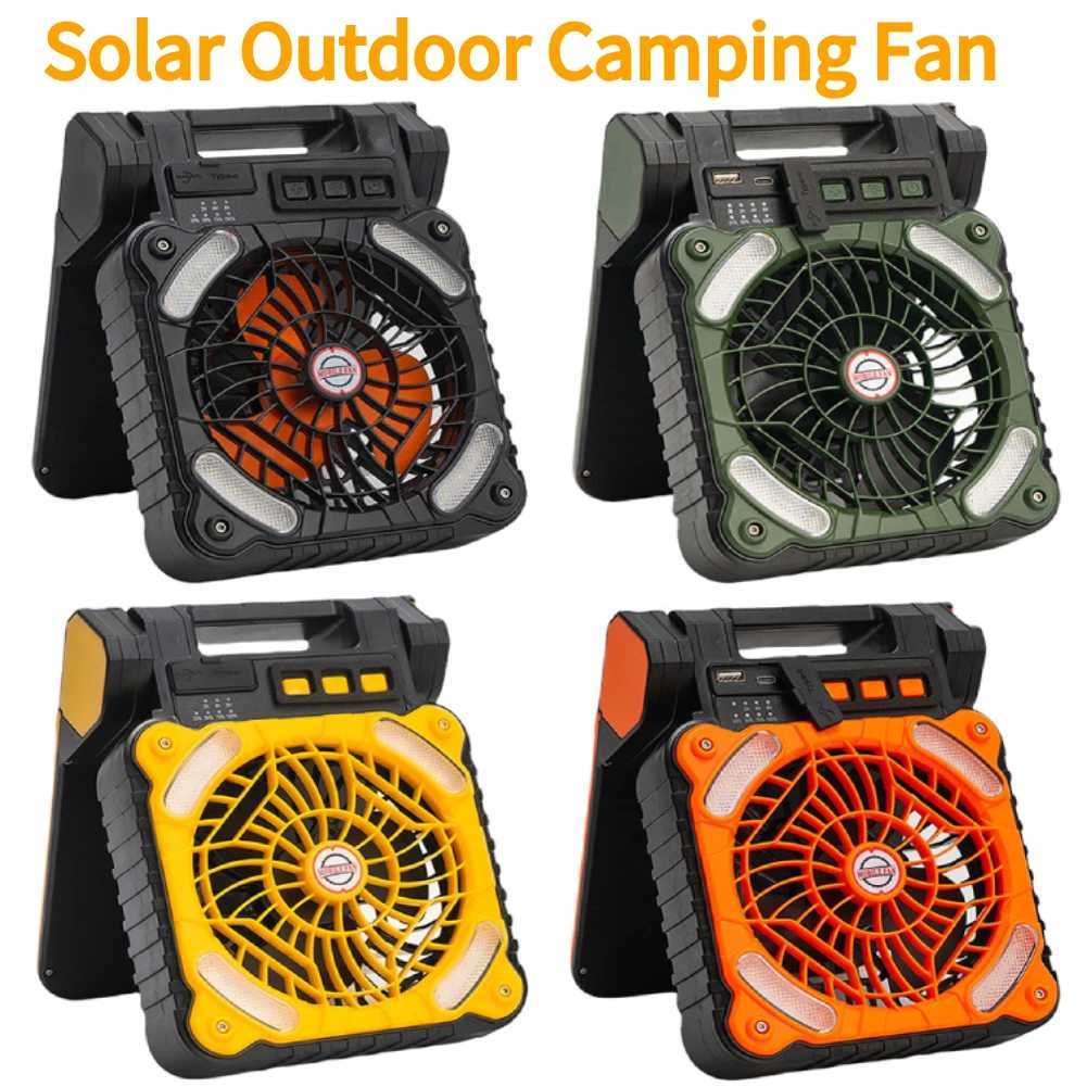 Solar Outdoor Camping Fan with LED Light 5200mAh Solar Portable Electric Fan 4 Wind Speeds Solar Cordless Tent Fan for Emergency C250928