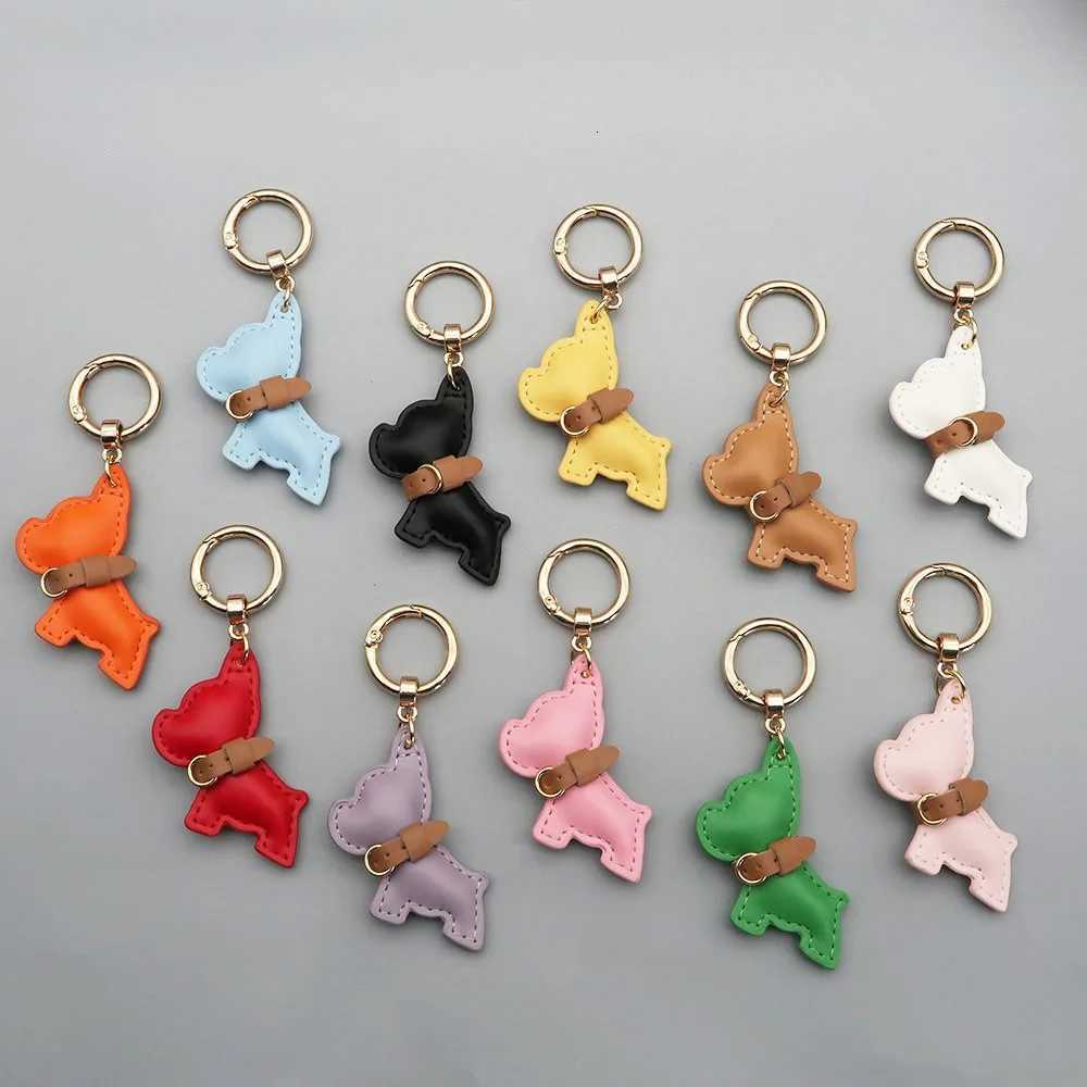 Luxury Multicolor French Bulldog Keychain Cute Puppy Animal Dog PU Leather Dog Hanger Fashion Cartoon Bulldog Bag Pendant Women Y250928