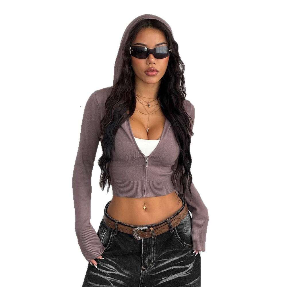 Spicy Girl Sports Style Long Sleeve Solid Color Coat Women Sweater Women's Fashion 2025 Spring Summer