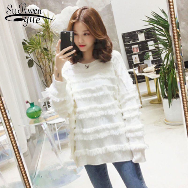 Casual Solid Pullovers Fringe Sweaters Women Sweaters Fashion Women Long Sleeve Loose Women Knitted Sweaters 6029 50 210518