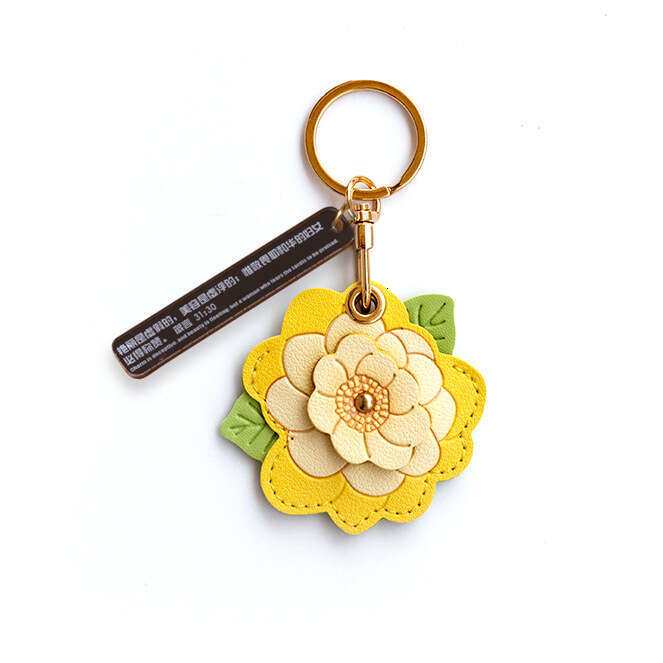 Creative Camellia Access Keychain Accessories Protective Cover Scratch-resistant Durable Leather Card Holder Bag Pendant