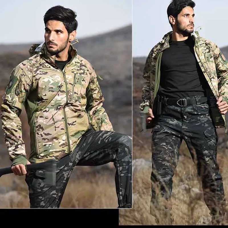 Outdoor Hooded Thick Mens Tactical Jackets Padded Ultralight Cycling Jackets Elastic Camo Mountaineering Lightweight Ski Coats W250928