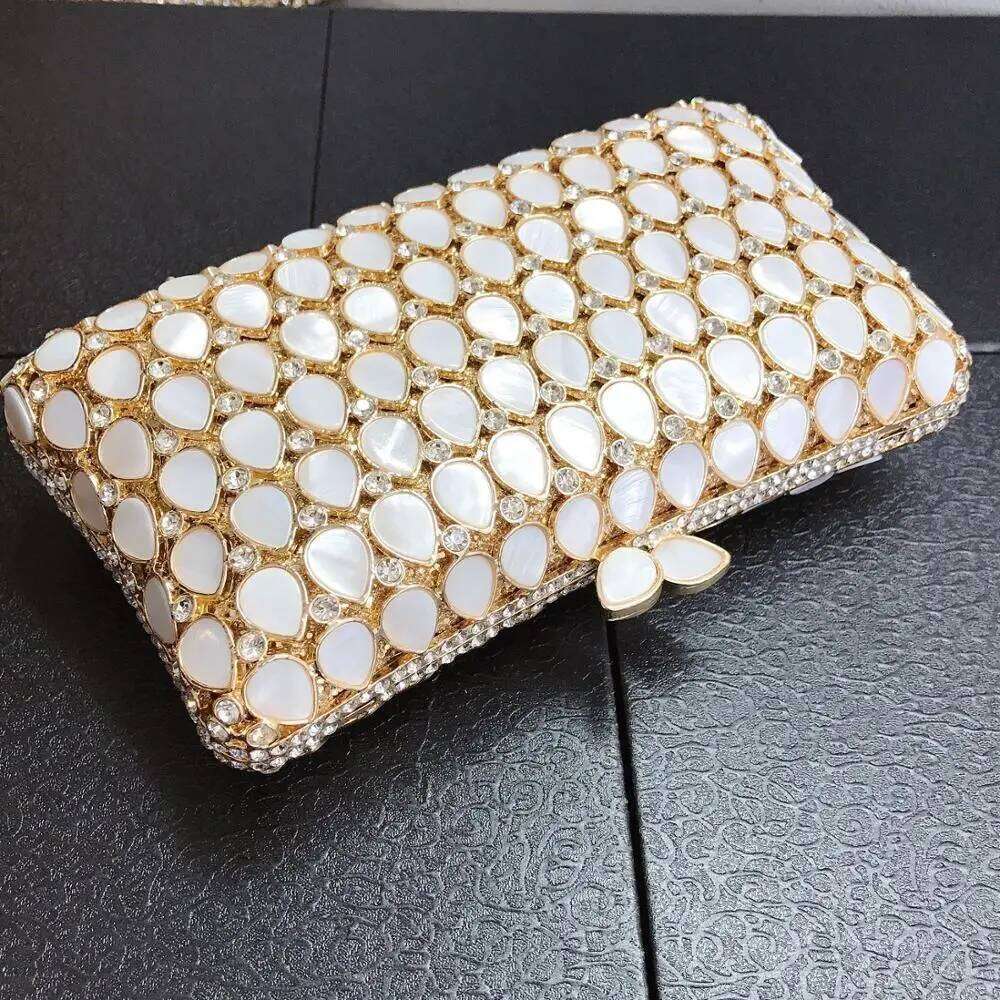 XIYUAN Women Evening Clutch Bag Bridal Wedding Elegant Party Handmade clutch purse Womens Handbags Purses Hollow Out Metallic