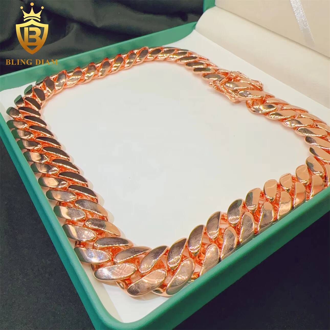 Fashion Hip Hop Fine Jewelry Iced Miami Cuban Link Chain Bracelet Sterling Silver 925 Necklace