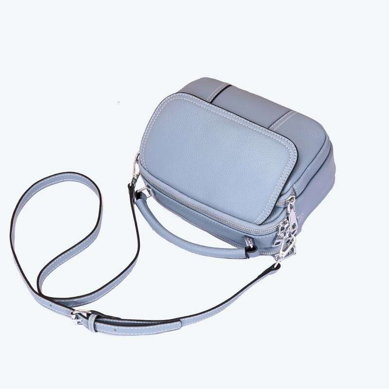 Fashionable top layer cowhide hand-held crossbody women's casual multi compartment handbag, large capacity soft leather