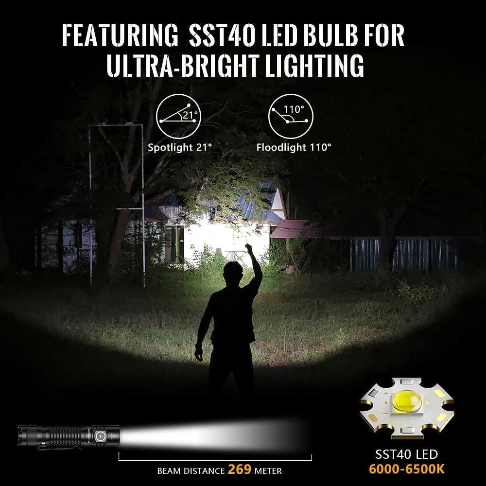 Sofirn SP31 V3 18650 Tactical Flashlight 2000lm SST40519A Rechargeable Torch Throw 269M USB C IP68 EDC Tail Switch D250928