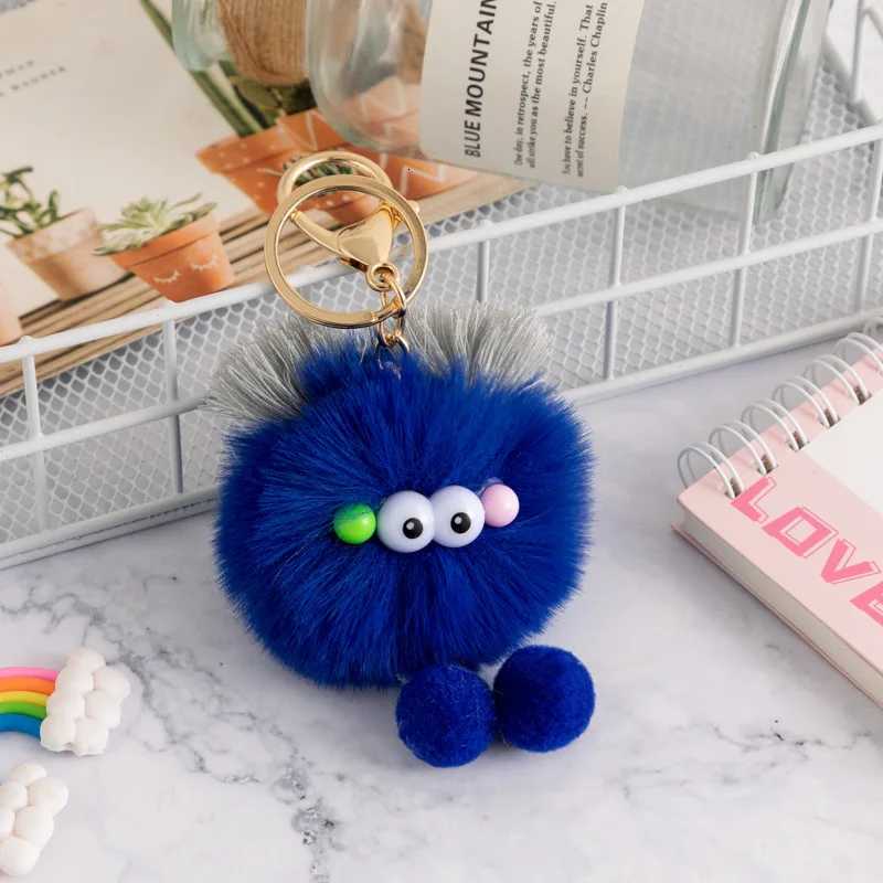 1pcs Cute Fluffy Fur Pompom Keychain Soft Plush Ball Key Chain Car Key Ring Women Charm Bag Small Briquettes Pendant SensoryXJ250928