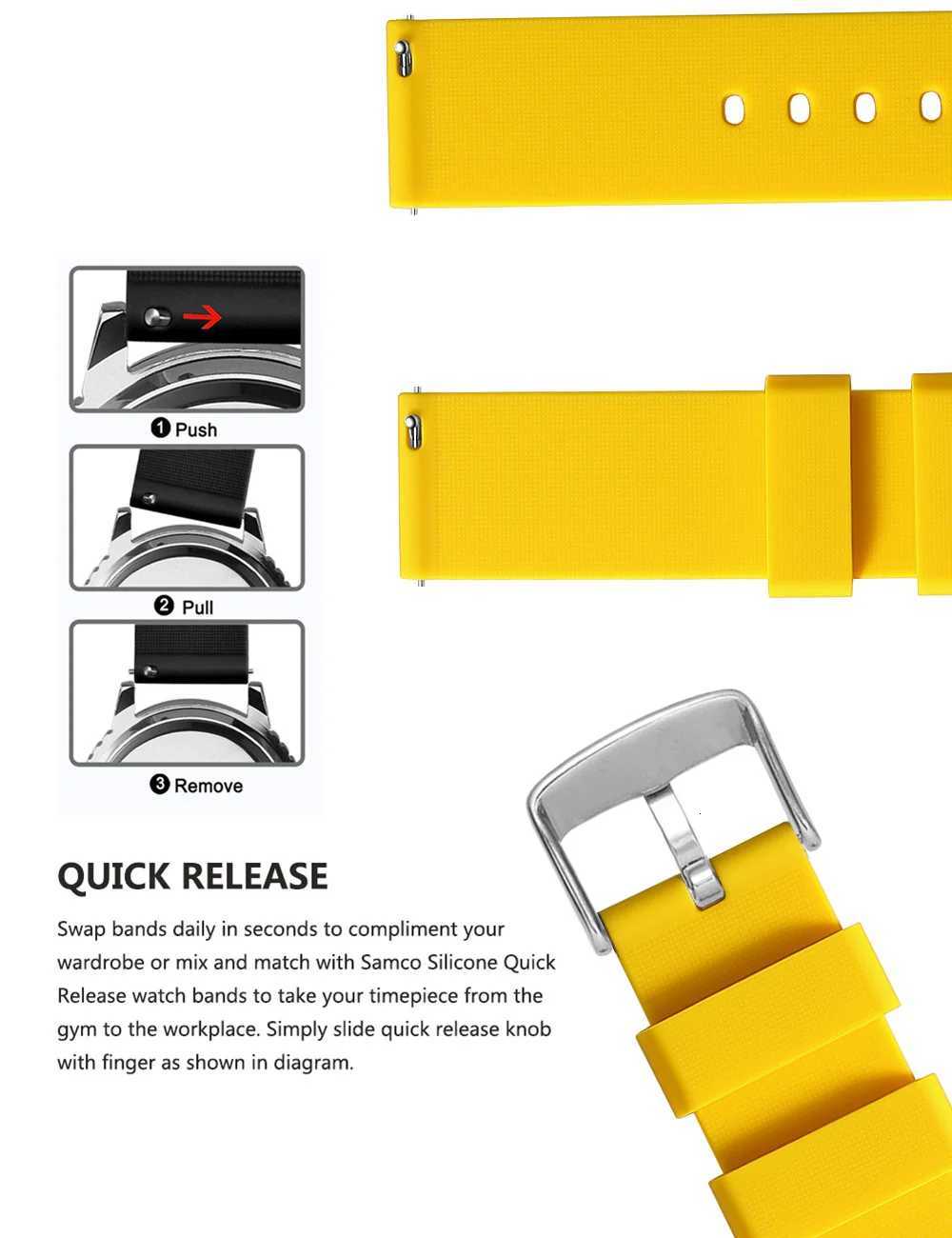 Silicone Watch Bands 1416181920212224 mm Soft Quick Release Rubber Watch Bands Samsung Galaxy Garmin Huawei Watch Straps W250928