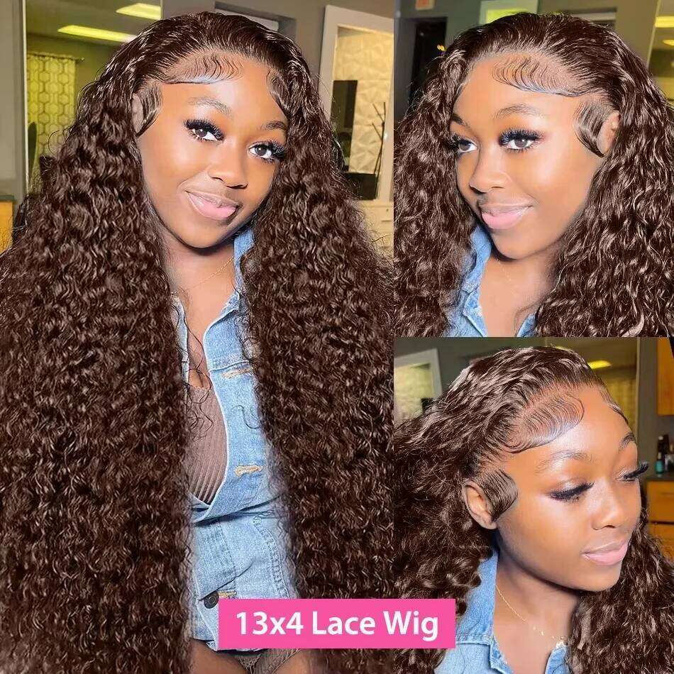 13X4 Deep Wave Chocolate Brown Front Wigs For Women 13X6 Hd Glueless Lace Frontal 4X4 Closure Human Hair Wig Xiusiyuan2509