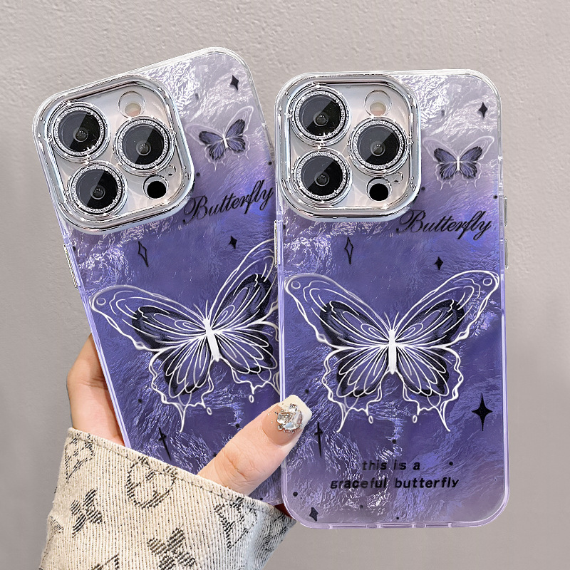 Compatible with Apple 17 Pro Phone Case Super Fairy Butterfly Designed specifically for women and girls, elegant and sparkling