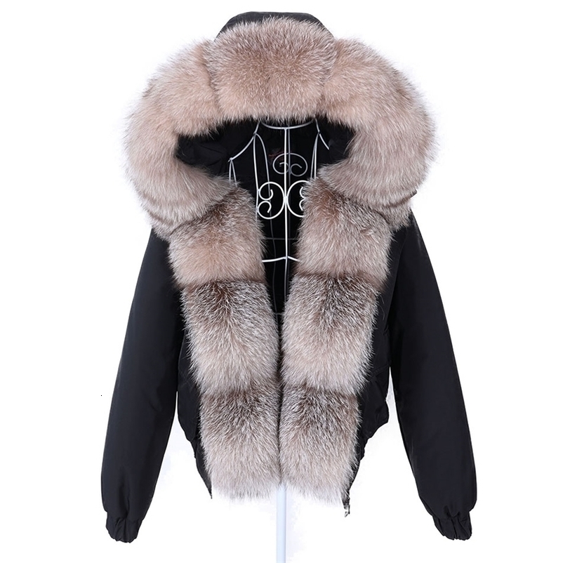 MAOMAOKONG Fashion short Women's Real fur coat natural raccoon big fur collar winter parka bomber jacket Waterproof 211206