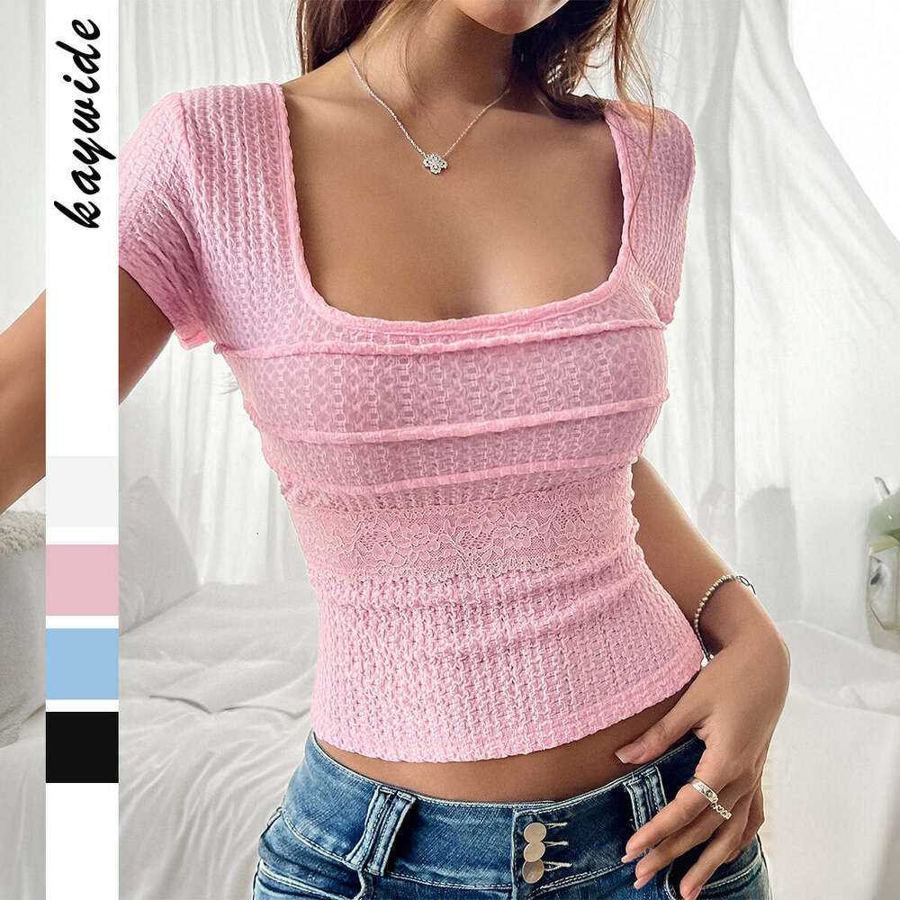 2025 Y2K Hot Girl Sexy Mesh Short Sleeve T-Shirt Women's Clothing