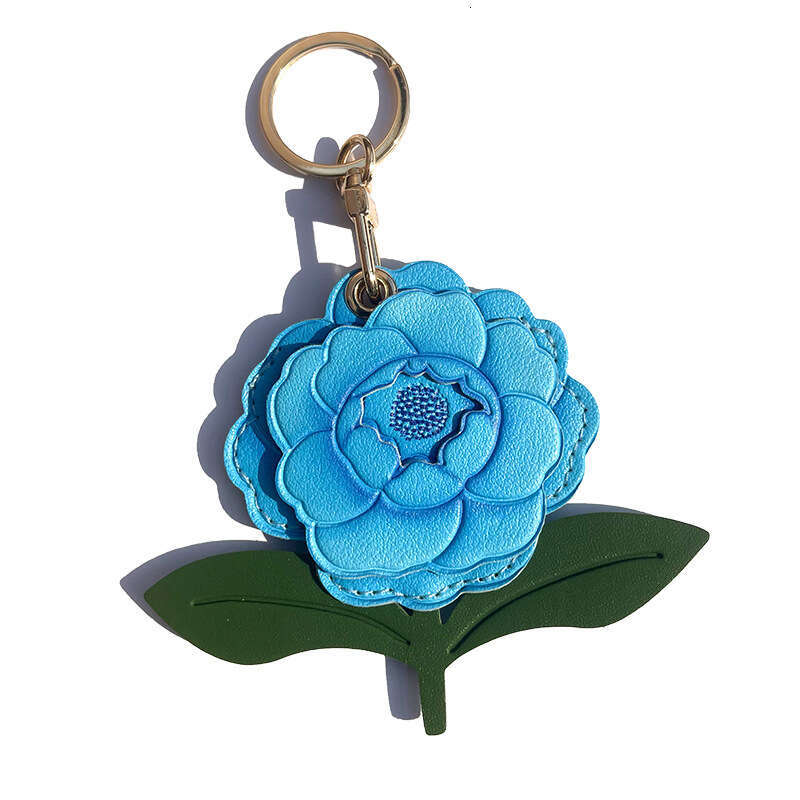 High-Quality Peony Flower Leather Access Card Holder Keychain High-Value Gift Pendant Bag Decoration