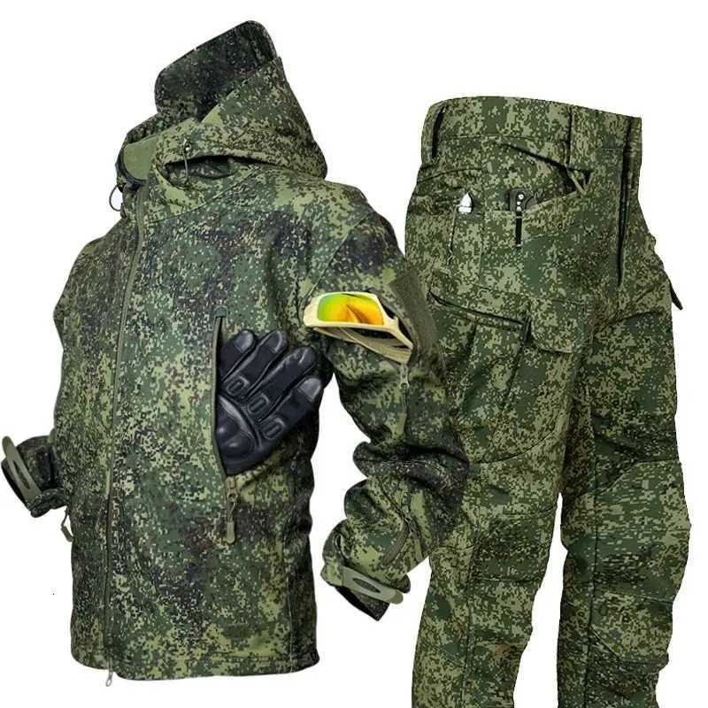 Russian little green man suit autumn and winter velvet jacket suit mens waterproof and windproof W250928