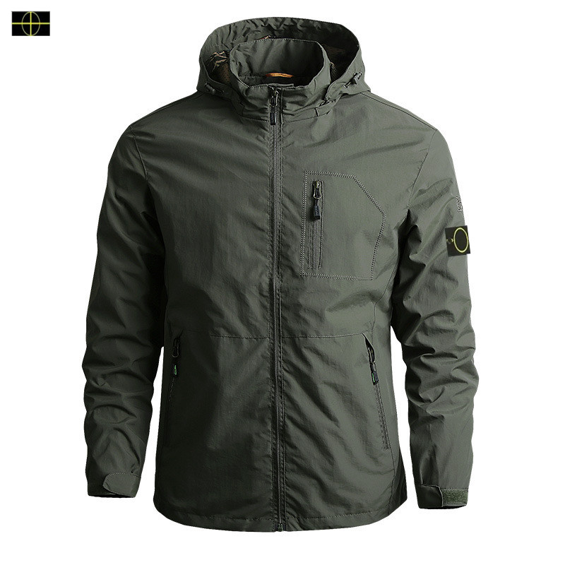 Designer's new sportswear embroidered compass badge outdoor men's jacket windproof autumn pocket sports high-quality travel casual loose hooded jacket -9-28