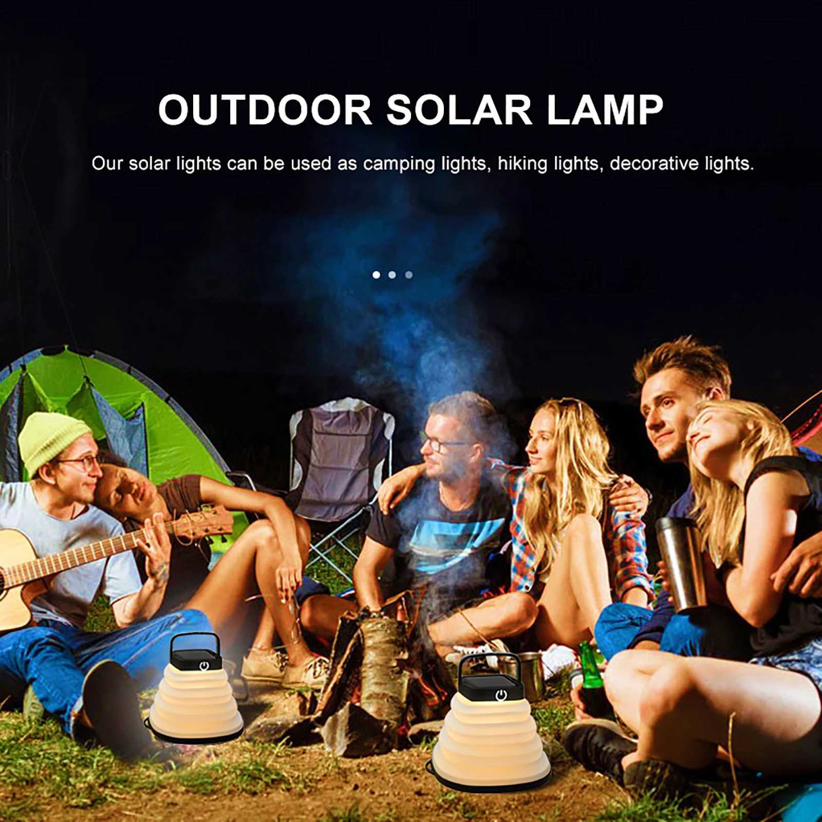 IP68 Portable Lantern Collapsible Camping Light Solar Tent Lighting Outdoor USB Rechargeable Light Waterproof LED Fishing Lamp C250928