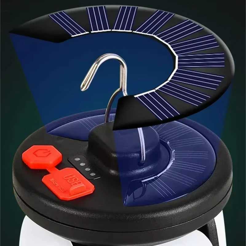 UltraBright Rechargeable LED Camping Lantern Solar Portable Lanterns With Power Bank HandsFree Emergency Lamp HikingFishing C250928