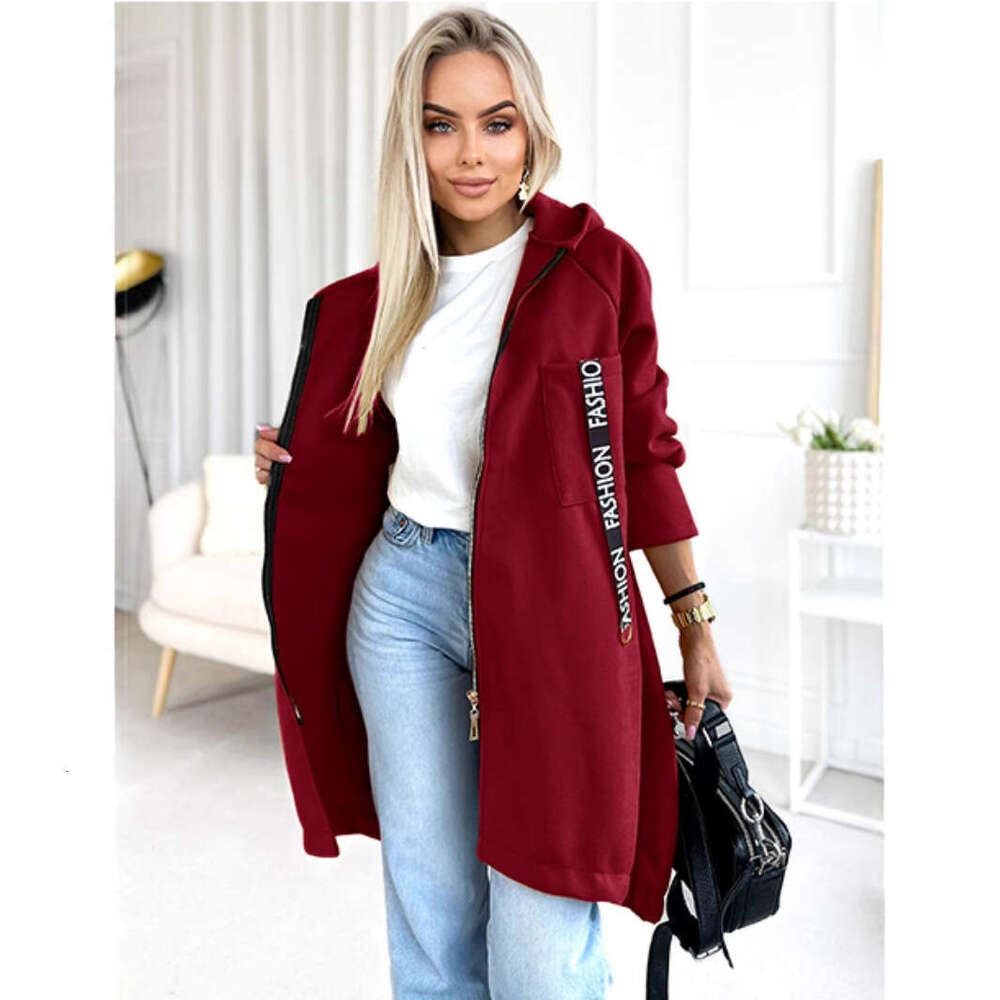 Hooded Sports Fleece Sweatshirt Casual Long Sleeve Zipper Women's Plus Size Solid Color Jacket
