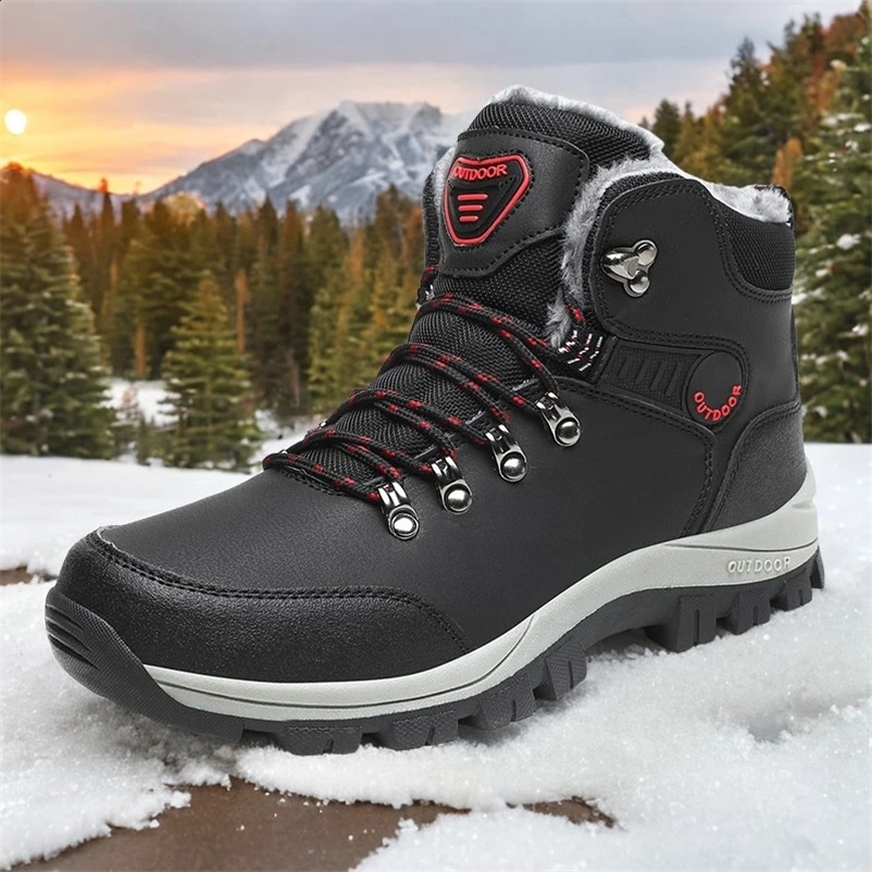 Snow Boots Mens Waterproof Leather Sneakers Ankle Boots Super Warm Male Outdoors Non-slip Snow Botines Hiking Boots Winter250114bj
