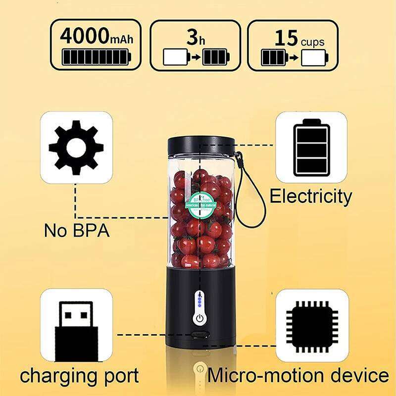 530Ml Powerful Portable For Smoothies Shakes USB Rechargeable Food Processor Fruit Mixer Hine Mini Juicer Blender Cup