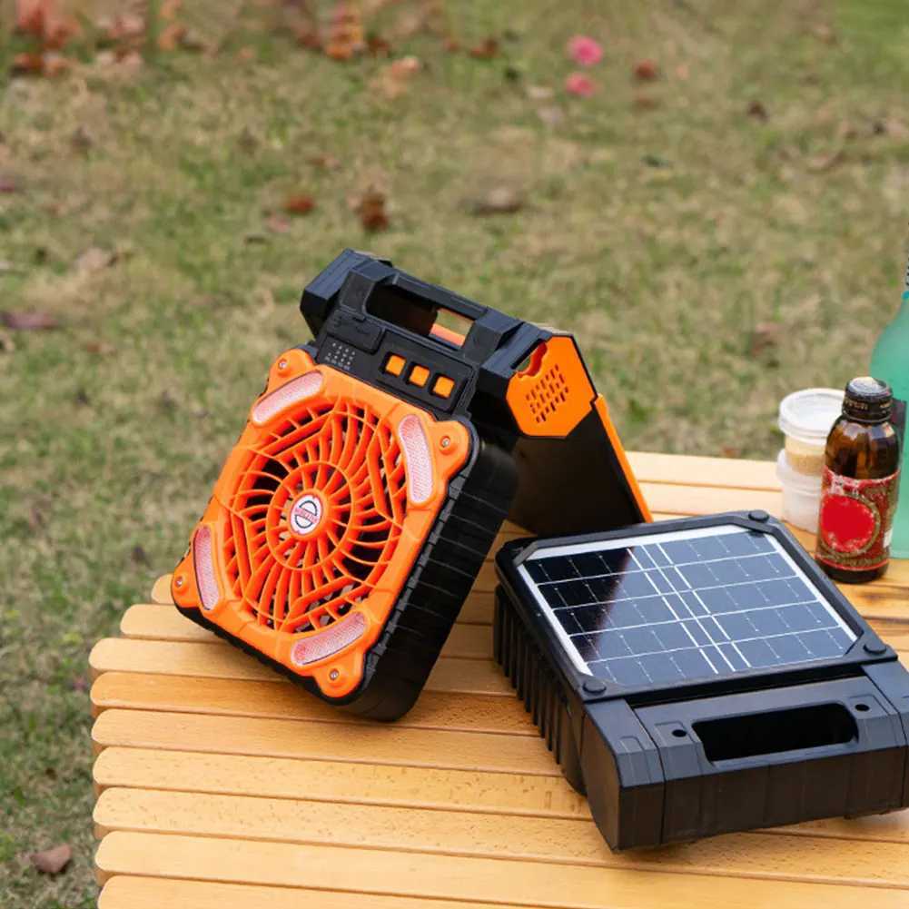 Solar Outdoor Camping Fan with LED Light 5200mAh Solar Portable Electric Fan 4 Wind Speeds Solar Cordless Tent Fan for Emergency C250928