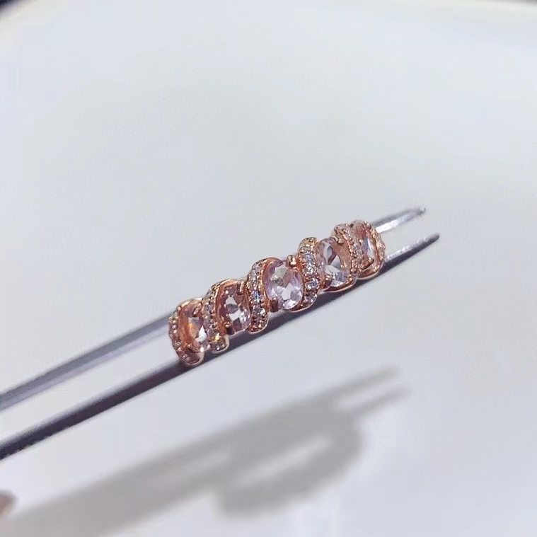 Natural Morganite ring real 925 silver Morganite jewelry with certificate 3mm*4mm total 0.6ct 925 silver jewelry gift for girlfriend