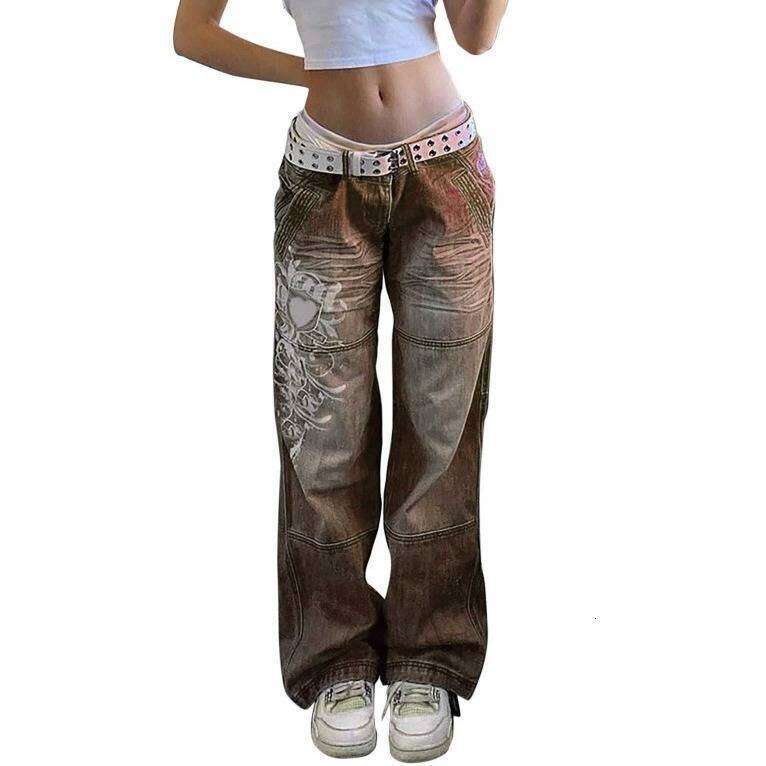 TIK Hot Sale Haruku Grunge Vintage Low Waisted Cargo Pants Y2k Aesthetics Indie Women's Jeans Pockets Korean Streetwear Retro Trousers
