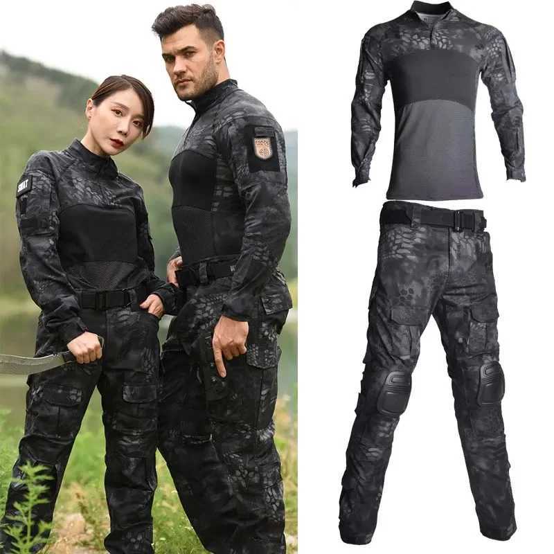 Outdoor Uniform Tactical Suits Shirts Outfit Men Clothing Wear resistant Tops Airsof Cargo Pants Camo Hunting Pant Pads W250928