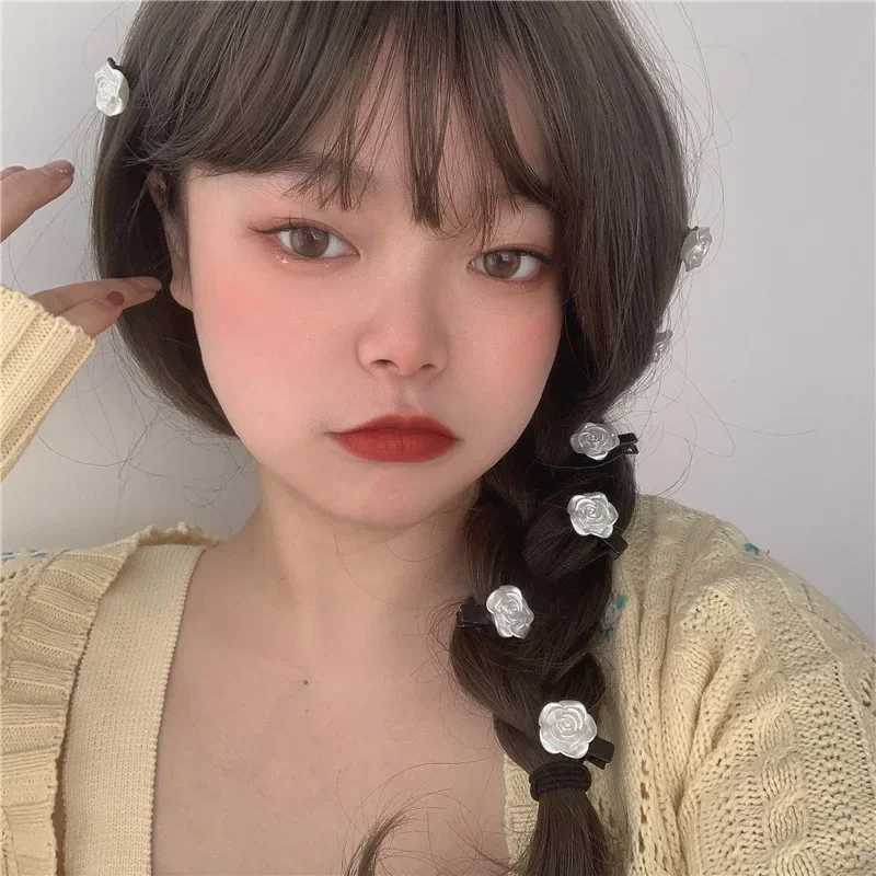 Fashion New Vintage White Roses Hair Clips Coiled Camellia Flower Headdress Bangs Clip Girl Accessories for Women W250928