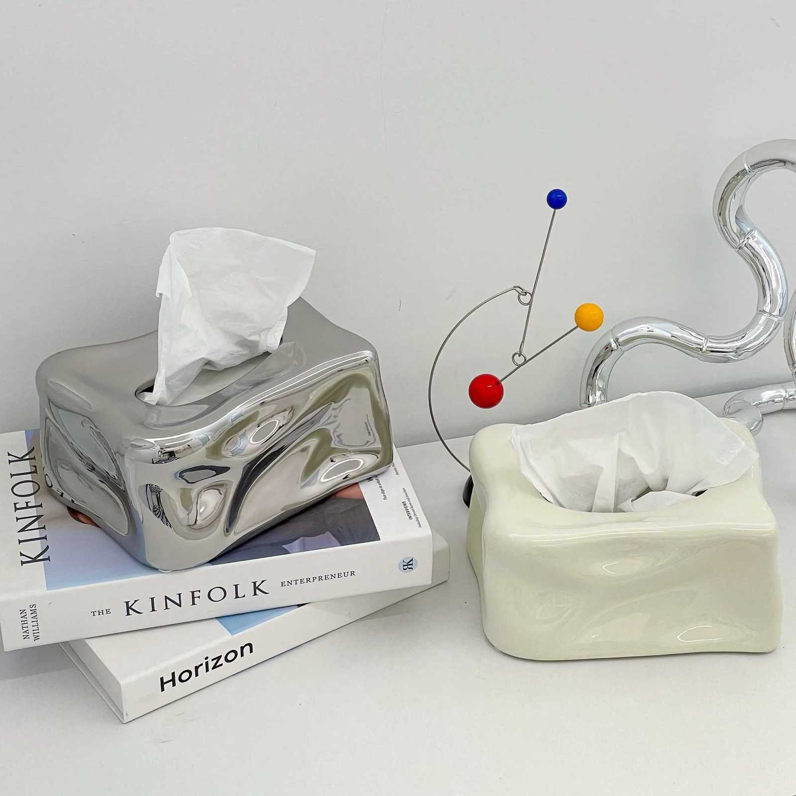 Irregular Tissue Box Ceramic Glacier Napkin Holder Tissue Case Korean Room Decor Modern Ceramics Table Tissue Box Holder X251011