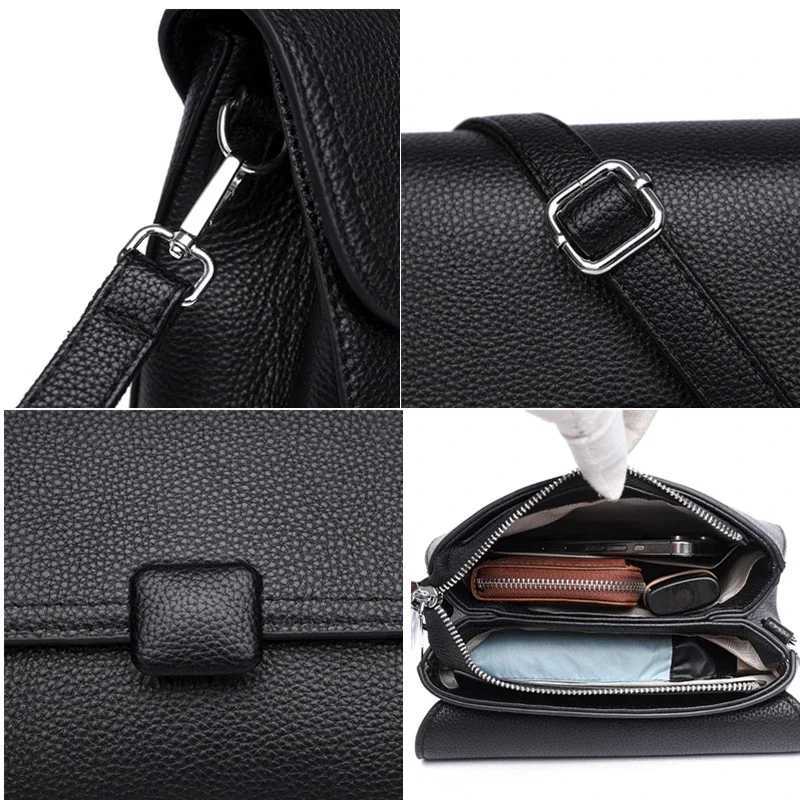 Luxury Solid color Cow Leather Handbag Female Messenger Tote Sac High Quality Genuine Leather Women Crossbody Shoulder Bags Z250928