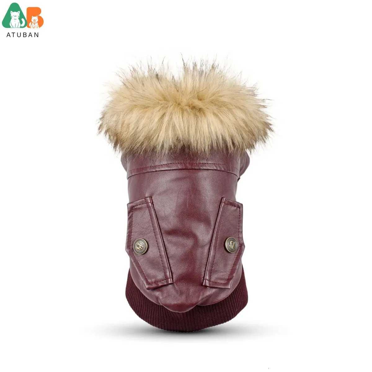 ATUBAN Leather Dog Coats Waterproof Dog Winter Coat Puppy ets for Small to Medium Dogs clothes for pets dog clothes winter X250928