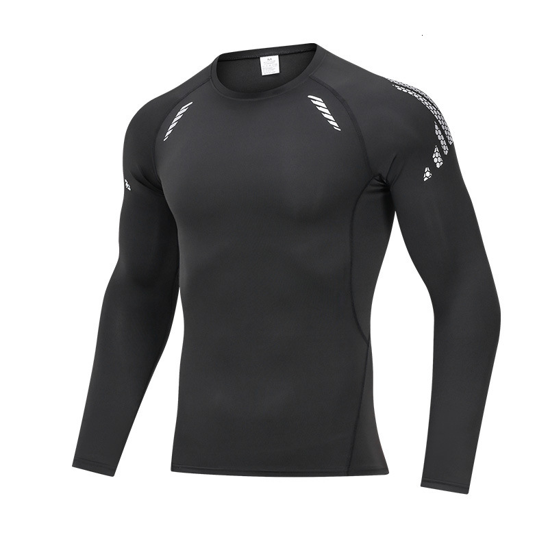 Sports Quick-Dry Shirt for Men Long Sleeve Fitness Tight-Fitting Cycling Base Layer High Elastic Compression Shirt
