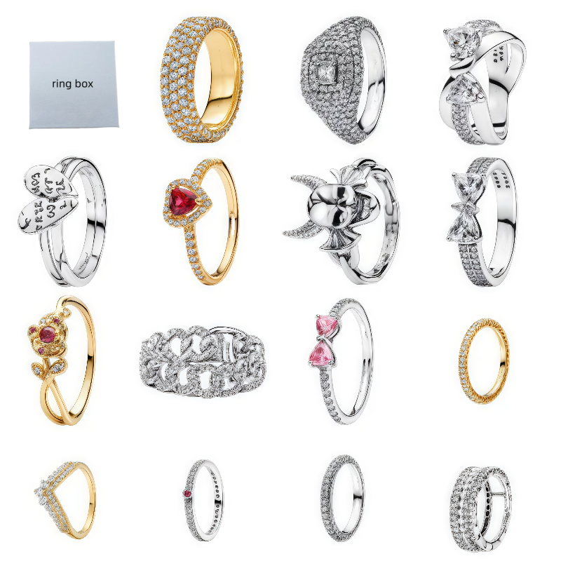 Designer Ring Silver Ring Women's Ring Bow Ring - Splicing Couple Ring, Golden Beauty and Beast Rose Full Diamond Men's Ring