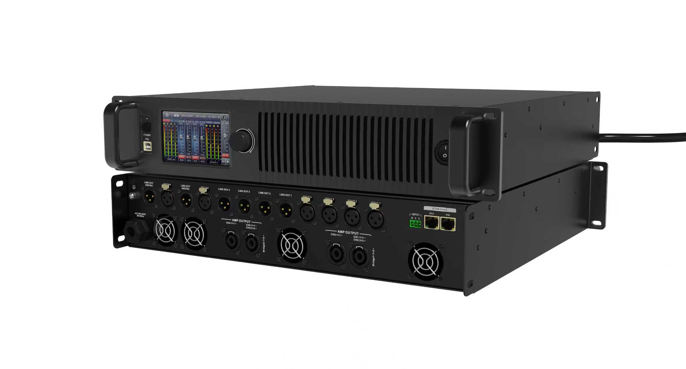 Professional Grade Stage/Church/DSP-Digital Amplifier System Featuring Multiple Outputs & Screen Control (Model JQ0002)