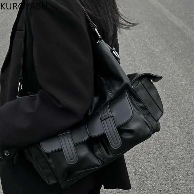 Y2k Womens Shoulder Bag Harajuku Chic Gothic Casual Black Large Capacity Handbag Hot Girls Pu Leather Ladies Motorcycle Bag Sac Z250928