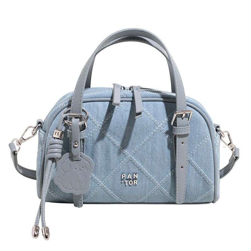 Women's Bags Niche Design Dia Embroidery Light Blue Denim Female Hand Held Shoulder Crossbody Pillow Bag