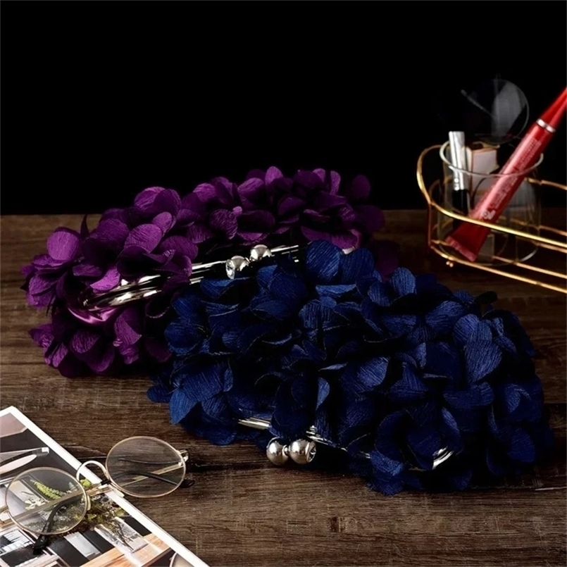 Wedding Dress Bag 8 Colors White Bride Clutches Ladies Blue Party Handbag Woman Purple Evening Flower Bags Floral Clutch 240813ZYl